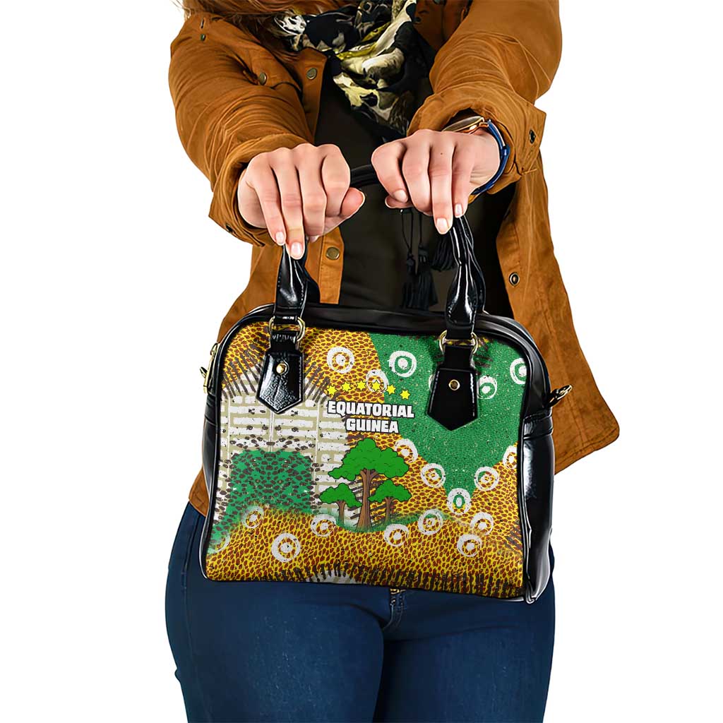 Equatorial Guinea Baobab Tree Shoulder Handbag with Tribal Patterns and Heritage Quote TS04
