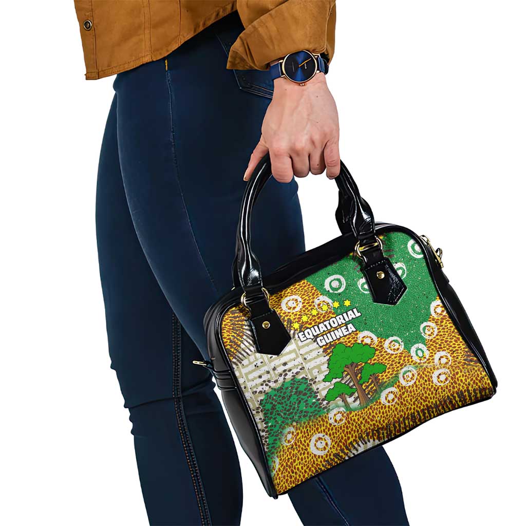 Equatorial Guinea Baobab Tree Shoulder Handbag with Tribal Patterns and Heritage Quote TS04