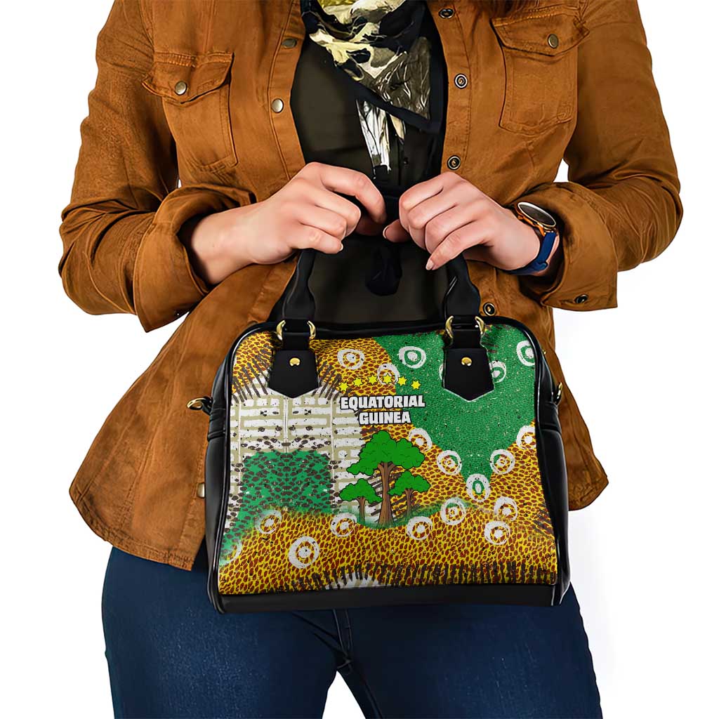 Equatorial Guinea Baobab Tree Shoulder Handbag with Tribal Patterns and Heritage Quote TS04