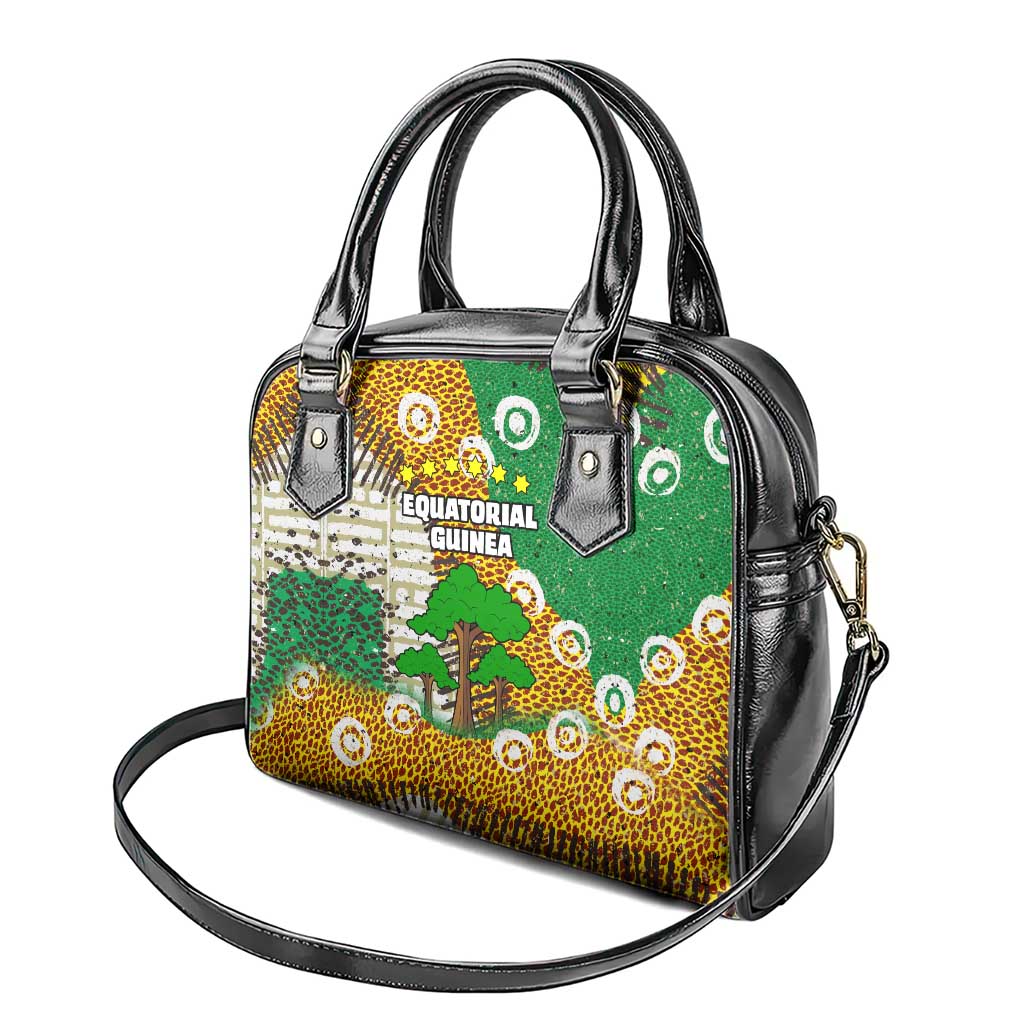 Equatorial Guinea Baobab Tree Shoulder Handbag with Tribal Patterns and Heritage Quote TS04