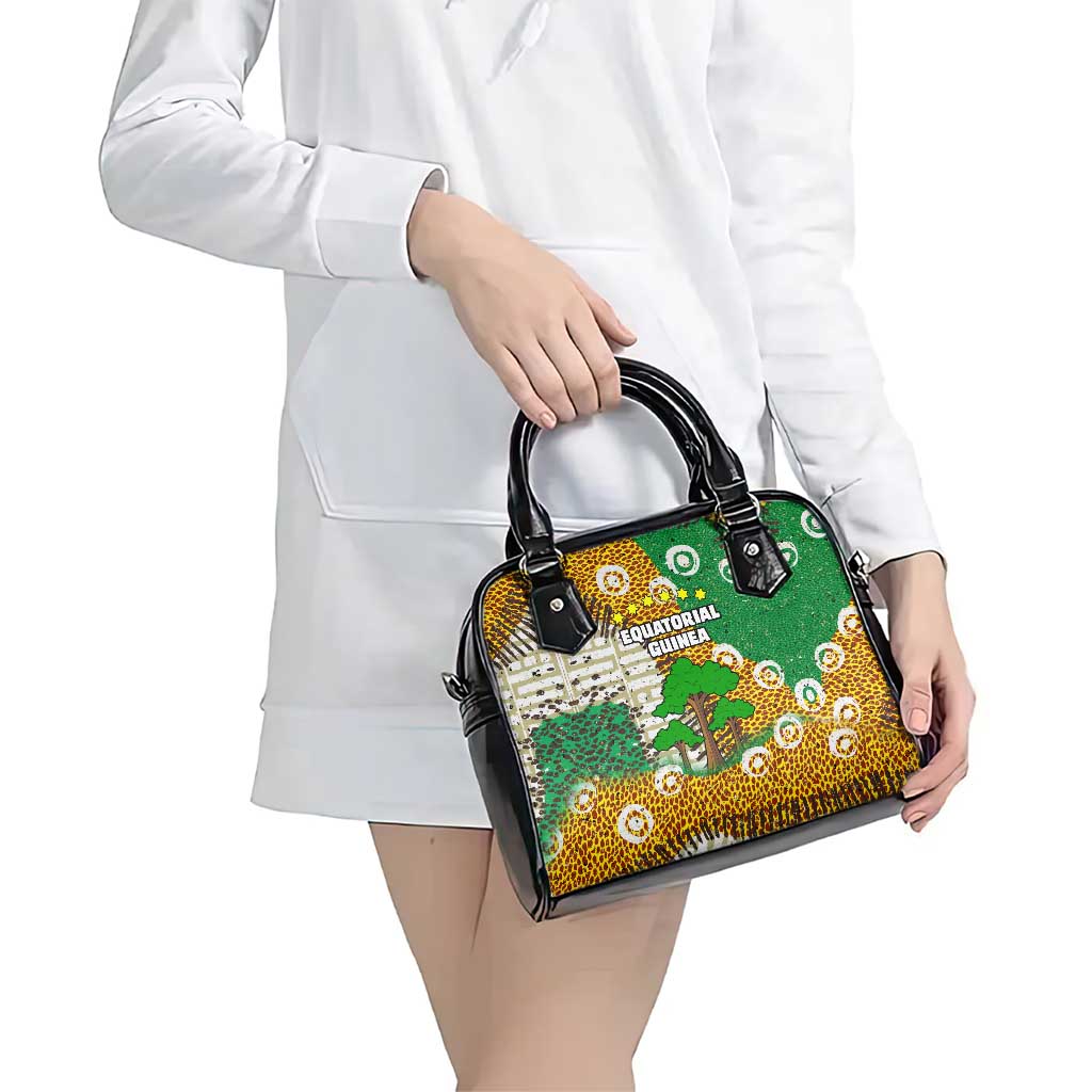 Equatorial Guinea Baobab Tree Shoulder Handbag with Tribal Patterns and Heritage Quote TS04