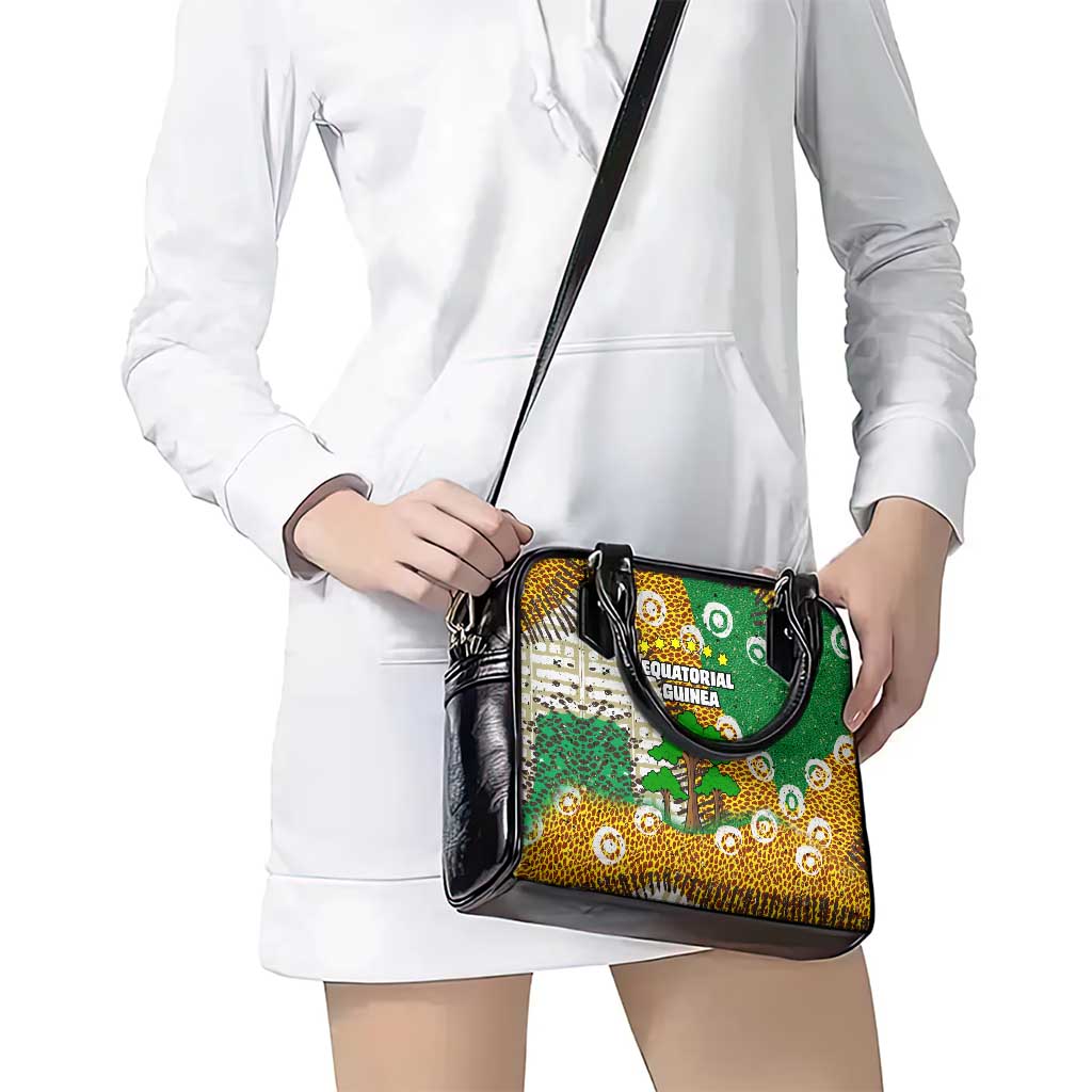 Equatorial Guinea Baobab Tree Shoulder Handbag with Tribal Patterns and Heritage Quote TS04