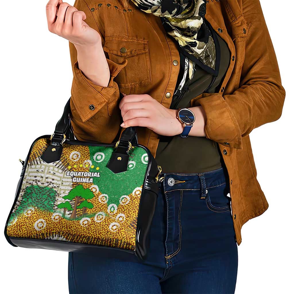 Equatorial Guinea Baobab Tree Shoulder Handbag with Tribal Patterns and Heritage Quote TS04