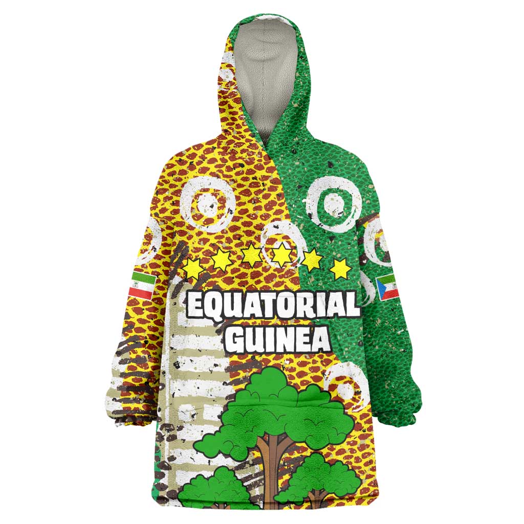 Equatorial Guinea Baobab Tree Wearable Blanket Hoodie - Tribal Patterns and Heritage Quote TS04