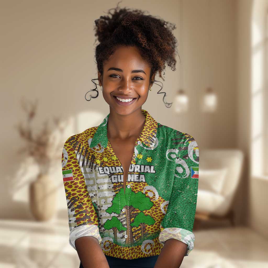 Equatorial Guinea Baobab Tree Women Casual Shirt - Tribal Patterns and Heritage Quote TS04
