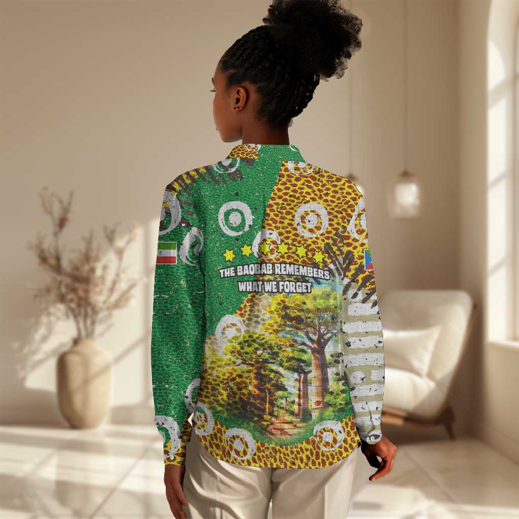 Equatorial Guinea Baobab Tree Women Casual Shirt - Tribal Patterns and Heritage Quote TS04