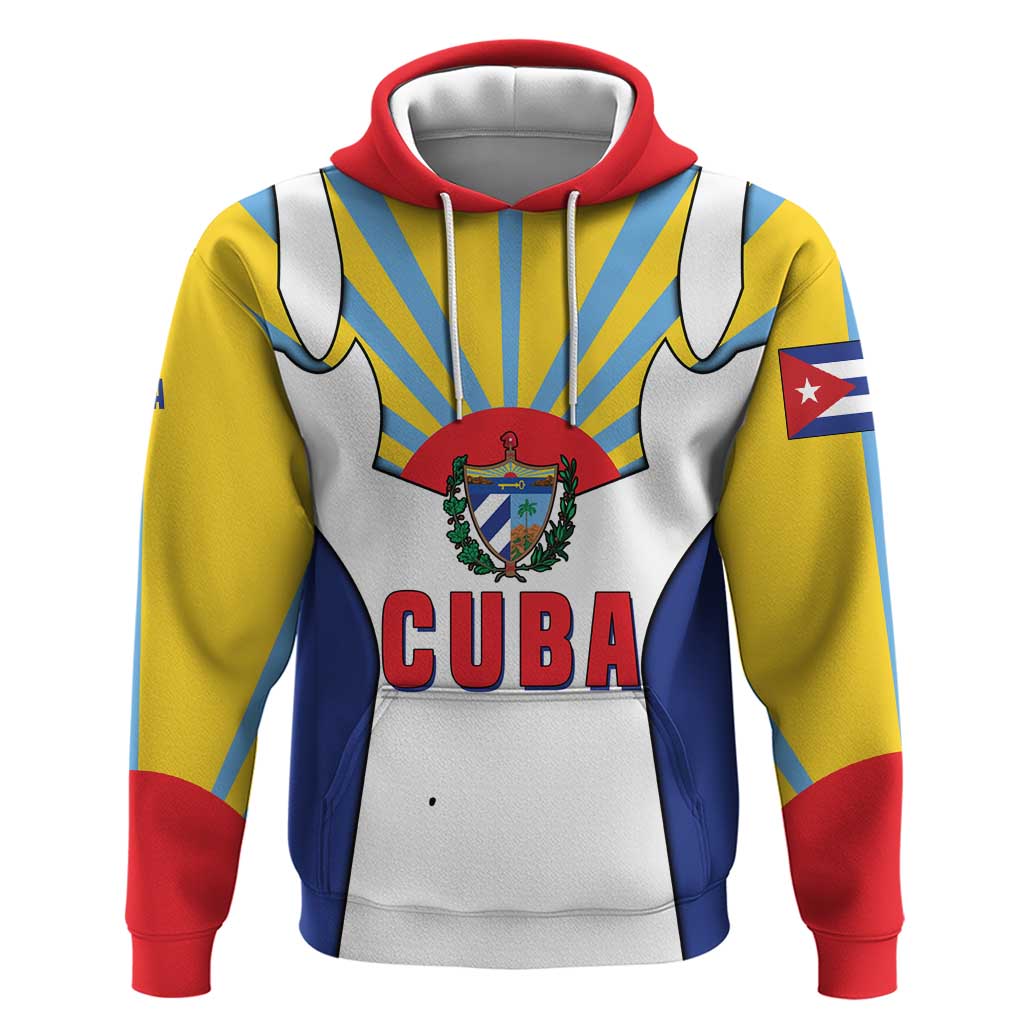 Cuba Coat of Arms Hoodie Colorful Cuban Flag Shield with Red Yellow Blue Patriotic Design TS04