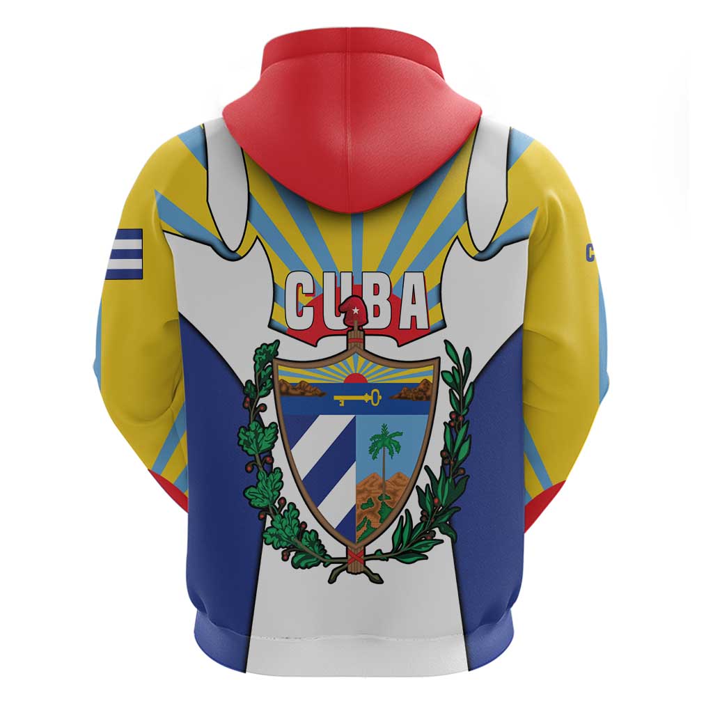 Cuba Coat of Arms Hoodie Colorful Cuban Flag Shield with Red Yellow Blue Patriotic Design TS04