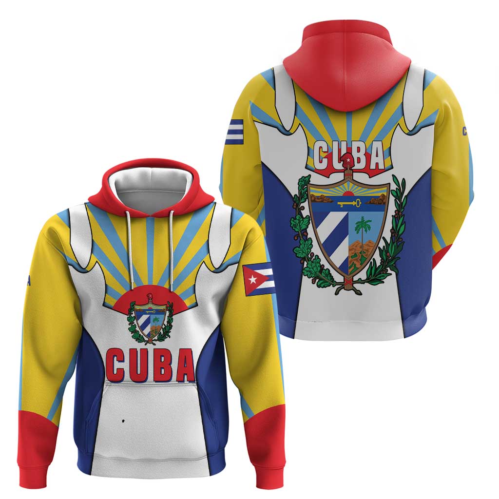 Cuba Coat of Arms Hoodie Colorful Cuban Flag Shield with Red Yellow Blue Patriotic Design TS04