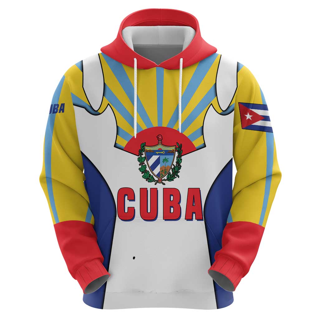Cuba Coat of Arms Hoodie Colorful Cuban Flag Shield with Red Yellow Blue Patriotic Design TS04