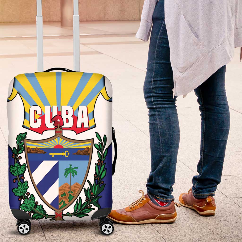 Cuba Coat of Arms Luggage Cover Colorful Cuban Flag Shield with Red Yellow Blue Patriotic Design TS04