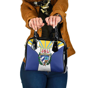 Cuba Coat of Arms Shoulder Handbag Colorful Cuban Flag Shield with Red Yellow Blue Patriotic Design TS04
