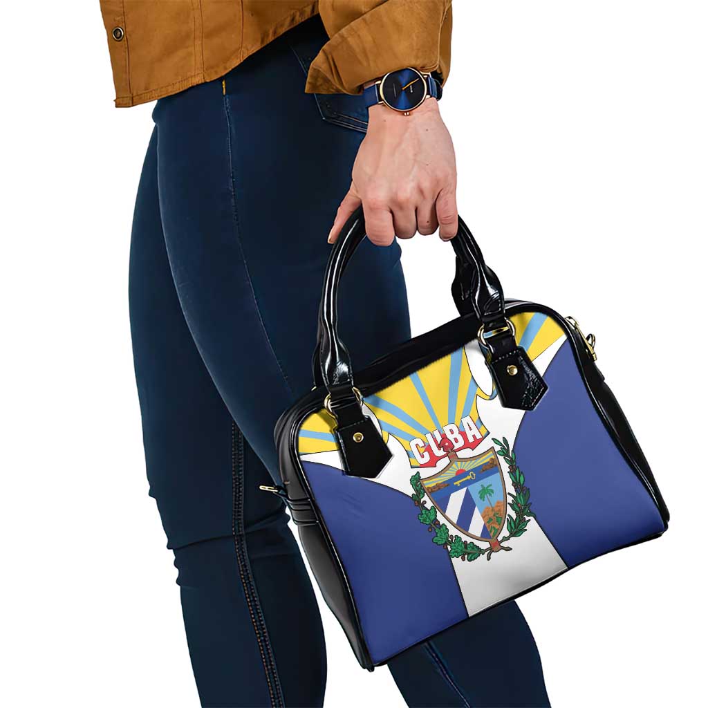 Cuba Coat of Arms Shoulder Handbag Colorful Cuban Flag Shield with Red Yellow Blue Patriotic Design TS04