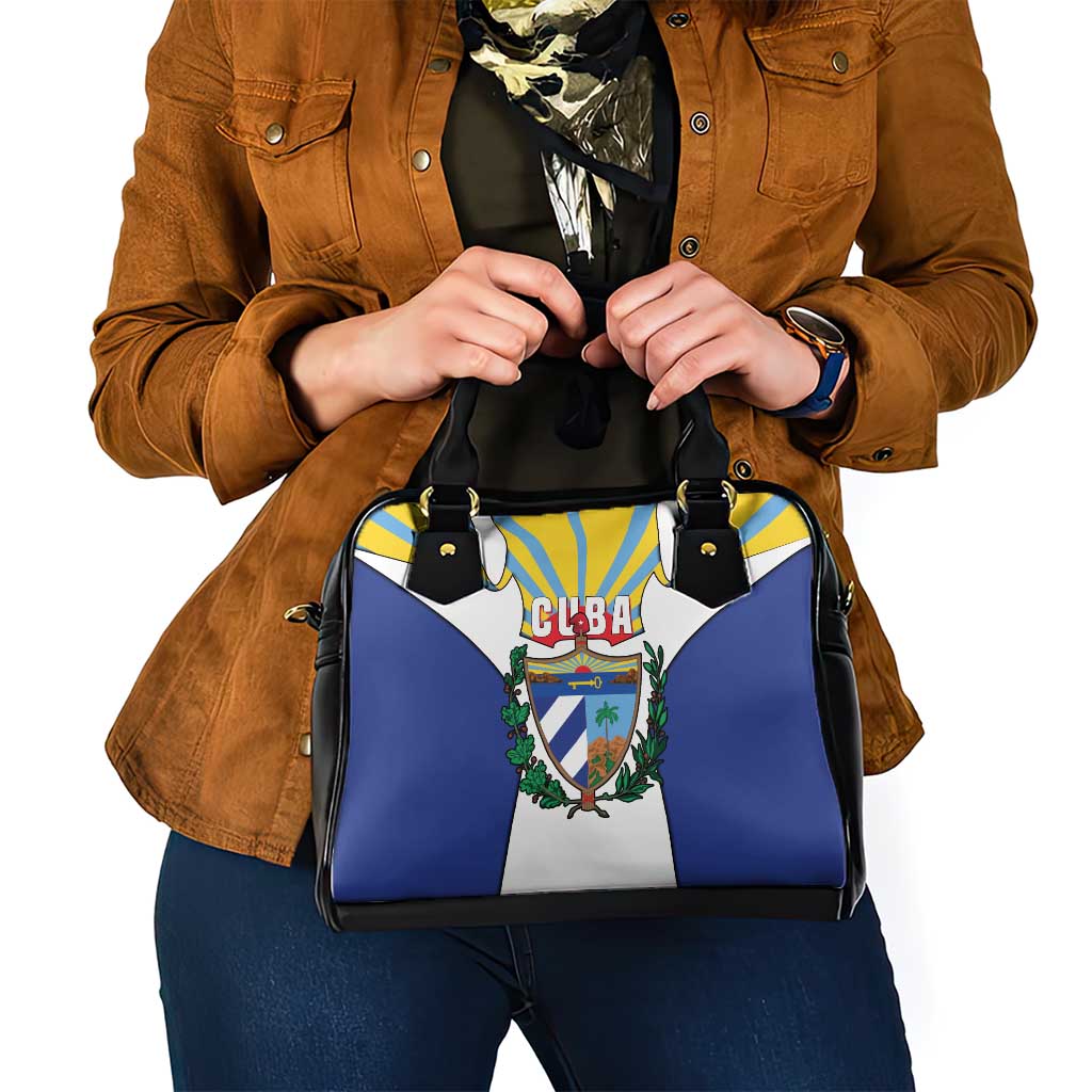 Cuba Coat of Arms Shoulder Handbag Colorful Cuban Flag Shield with Red Yellow Blue Patriotic Design TS04