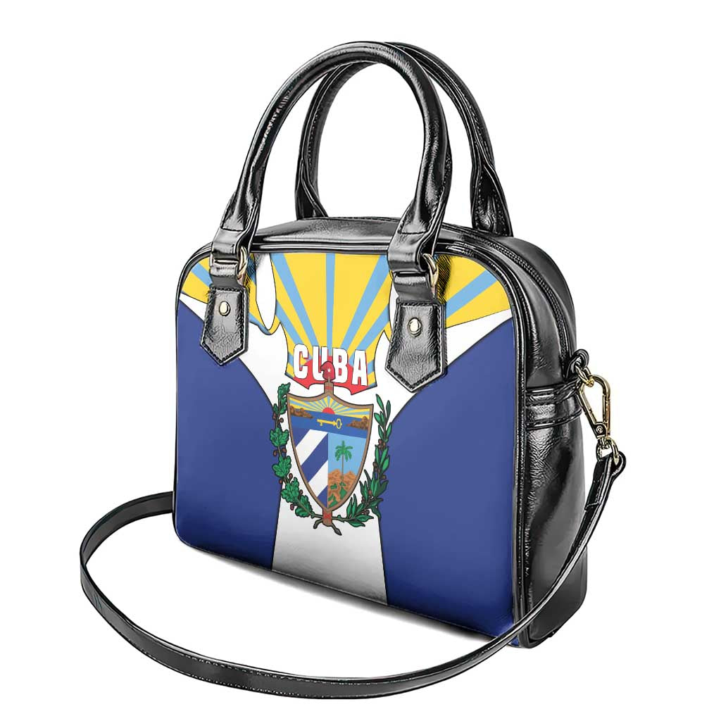 Cuba Coat of Arms Shoulder Handbag Colorful Cuban Flag Shield with Red Yellow Blue Patriotic Design TS04