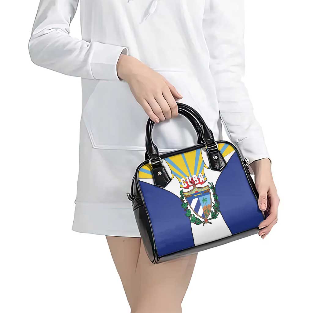 Cuba Coat of Arms Shoulder Handbag Colorful Cuban Flag Shield with Red Yellow Blue Patriotic Design TS04