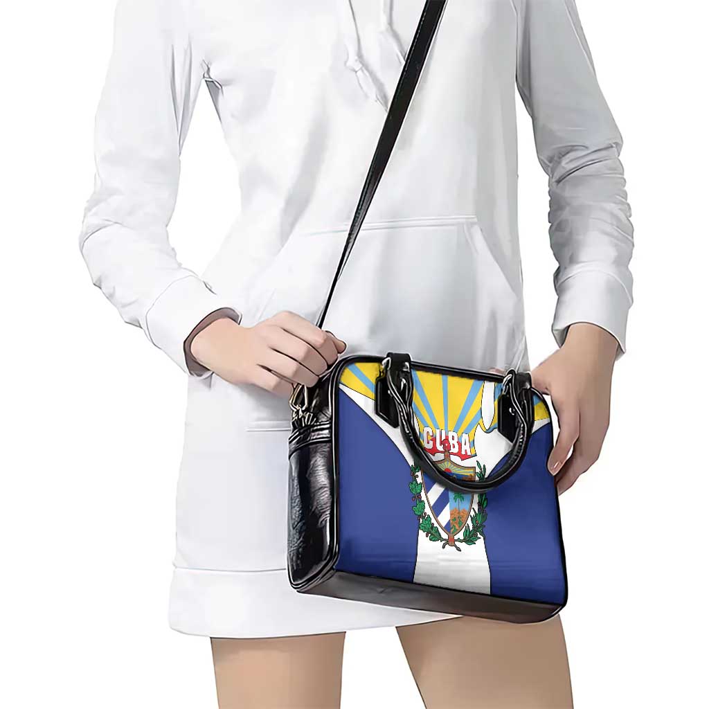 Cuba Coat of Arms Shoulder Handbag Colorful Cuban Flag Shield with Red Yellow Blue Patriotic Design TS04