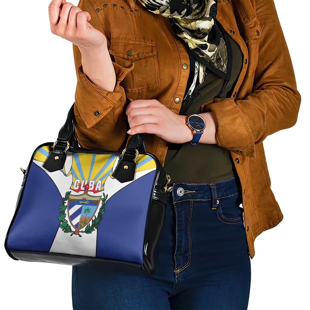 Cuba Coat of Arms Shoulder Handbag Colorful Cuban Flag Shield with Red Yellow Blue Patriotic Design TS04