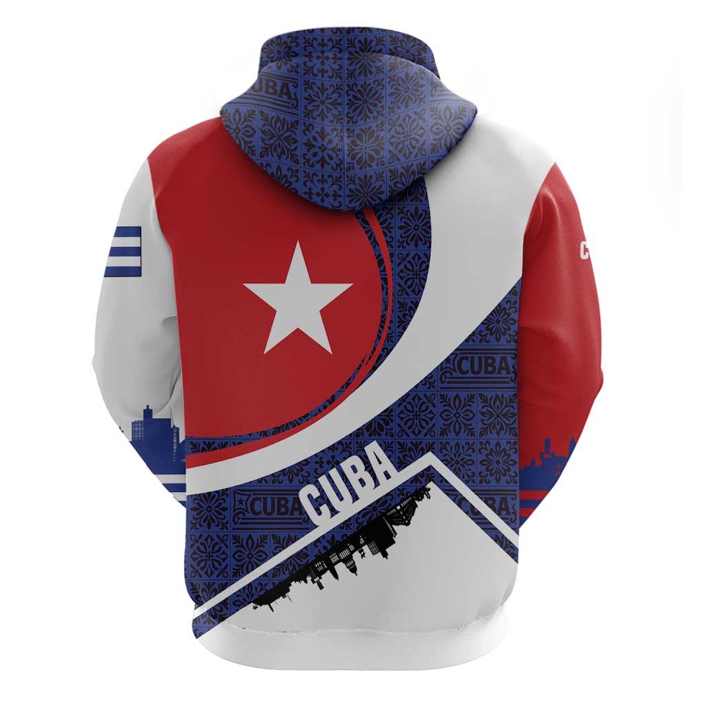 Cuba Flag Hoodie Red White and Blue Design with Cuban Star and Havana City Skyline TS04