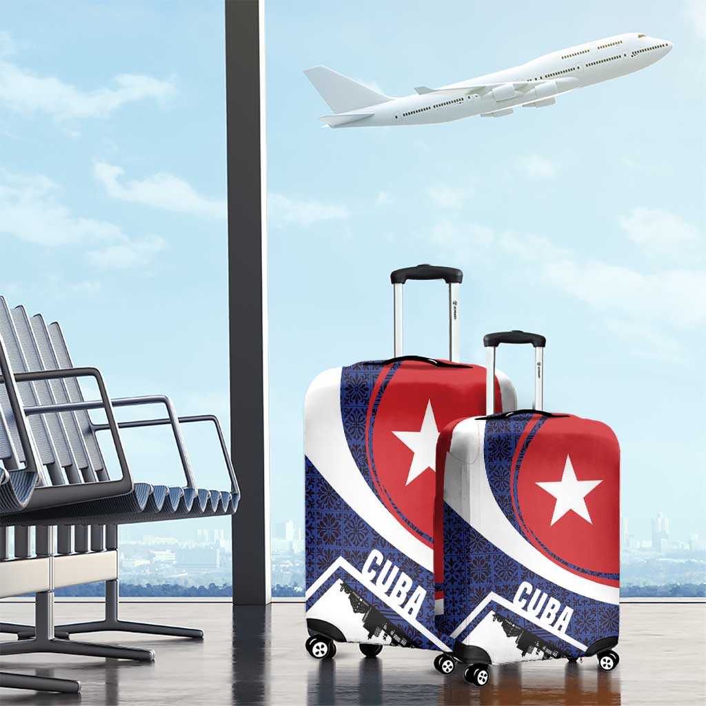 Cuba Flag Luggage Cover Red White and Blue Design with Cuban Star and Havana City Skyline TS04