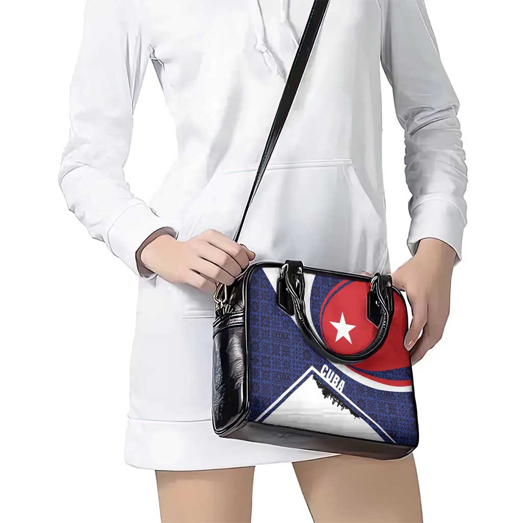 Cuba Flag Shoulder Handbag Red White and Blue Design with Cuban Star and Havana City Skyline TS04