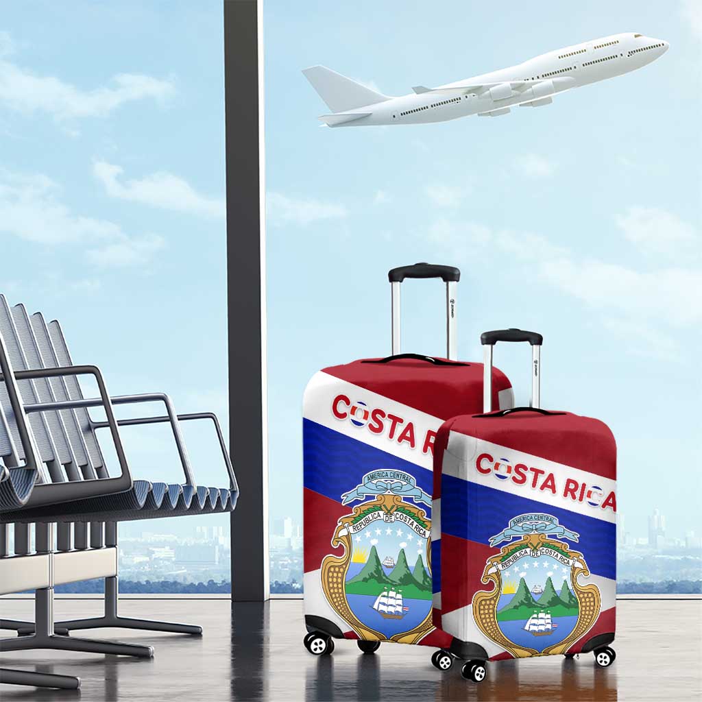 Costa Rica Flag Luggage Cover Red White Blue with National Coat of Arms and Shield Design TS04