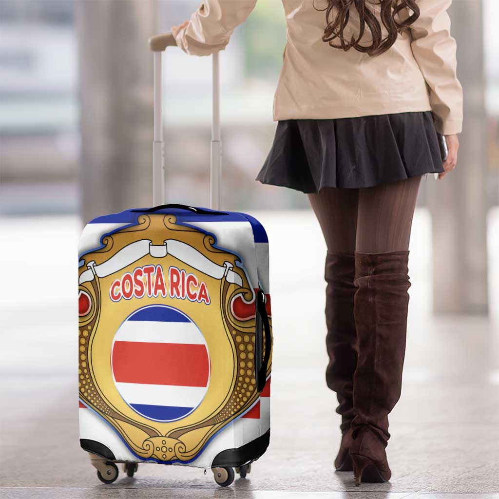 Costa Rica Flag Map Luggage Cover Red White Blue with National Colors and Gold Crest Design TS04