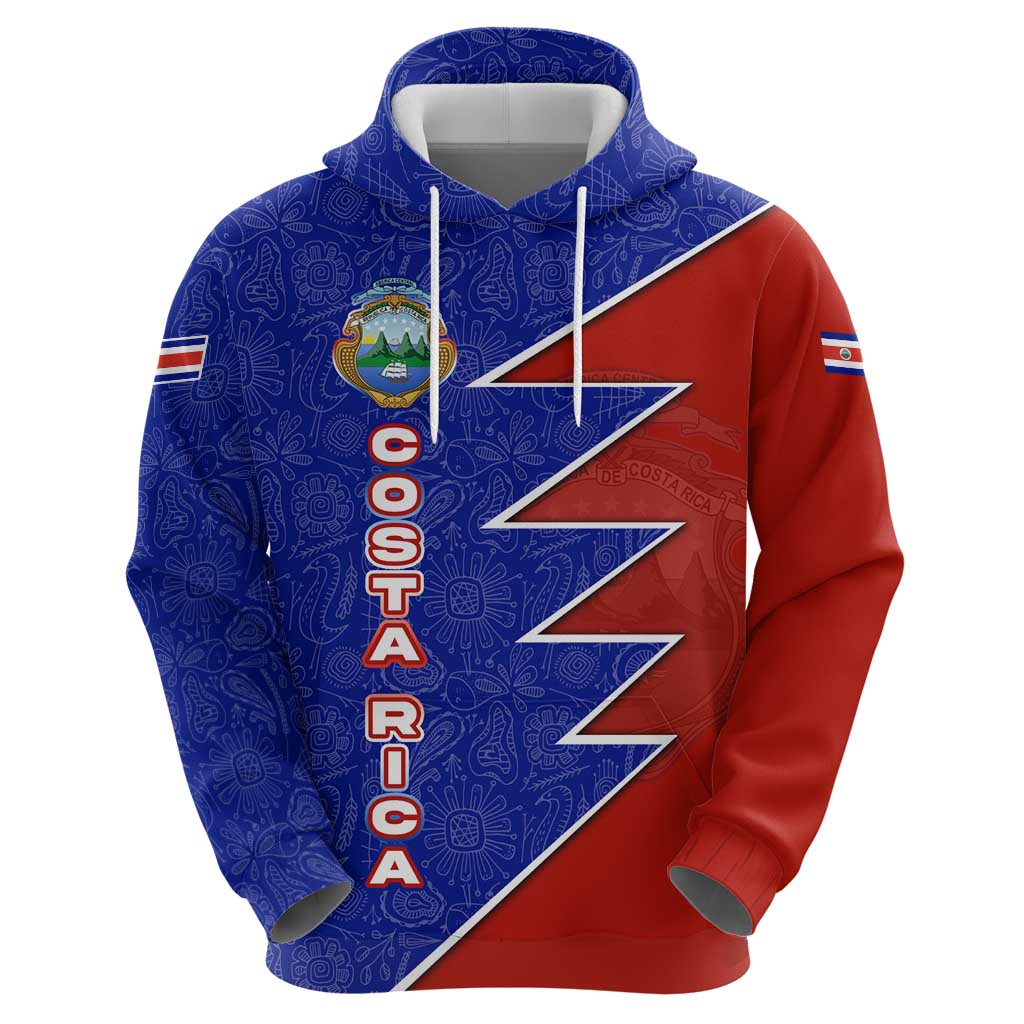 Costa Rica Toucan Hoodie Red and Blue with National Seal and Tropical Bird Graphic TS04