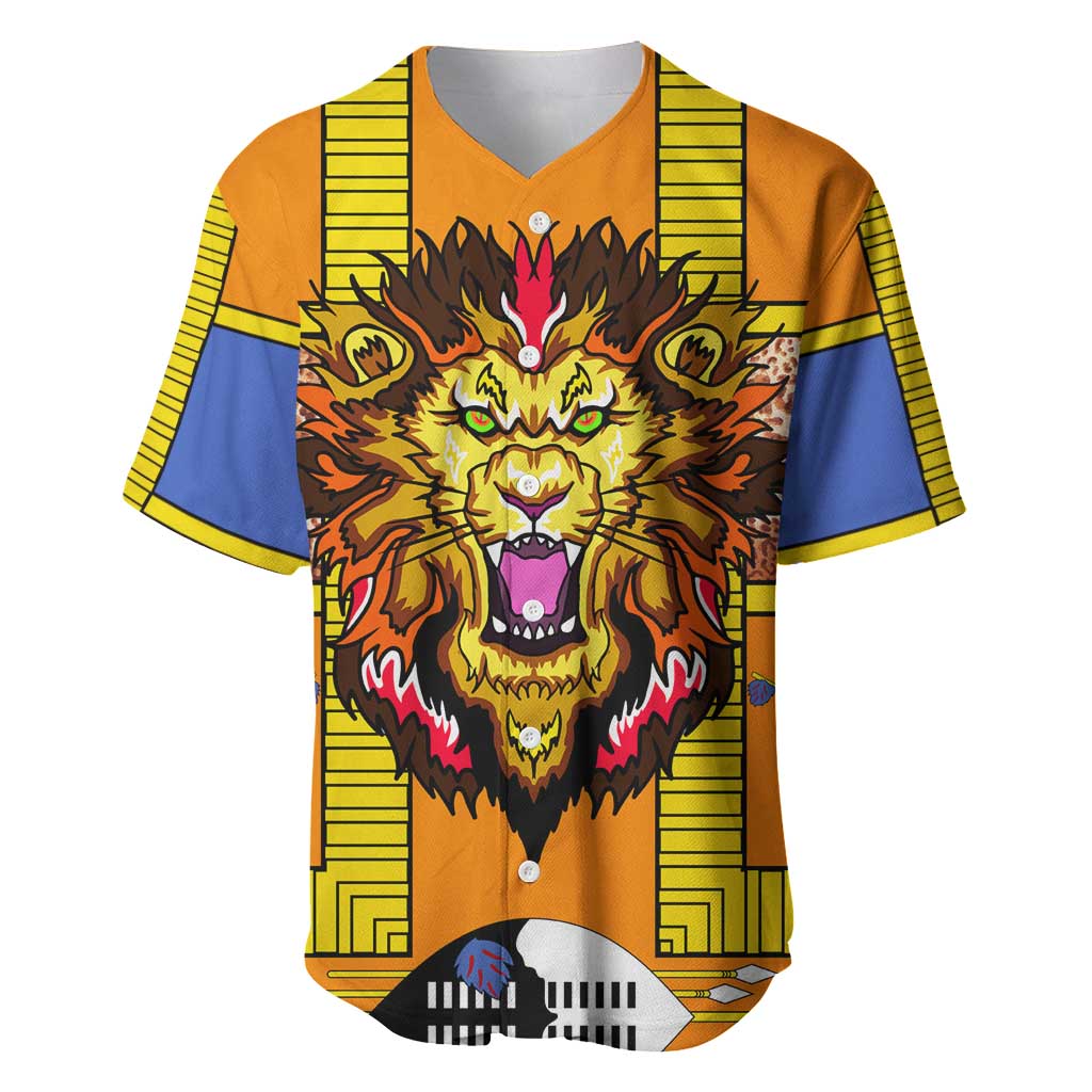 Swaziland Eswatini Baseball Jersey Lion Shield and Leopard Print Tribal Design TS04