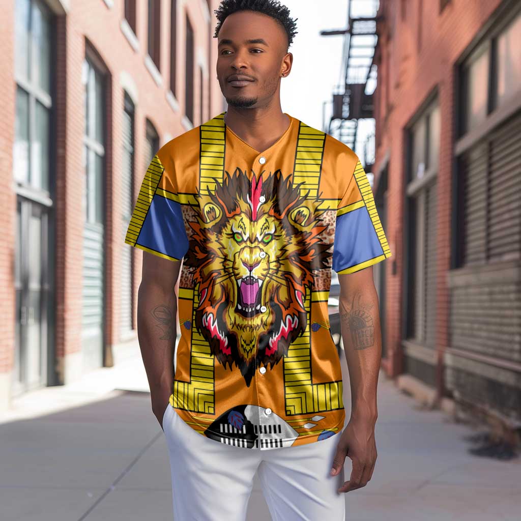 Swaziland Eswatini Baseball Jersey Lion Shield and Leopard Print Tribal Design TS04