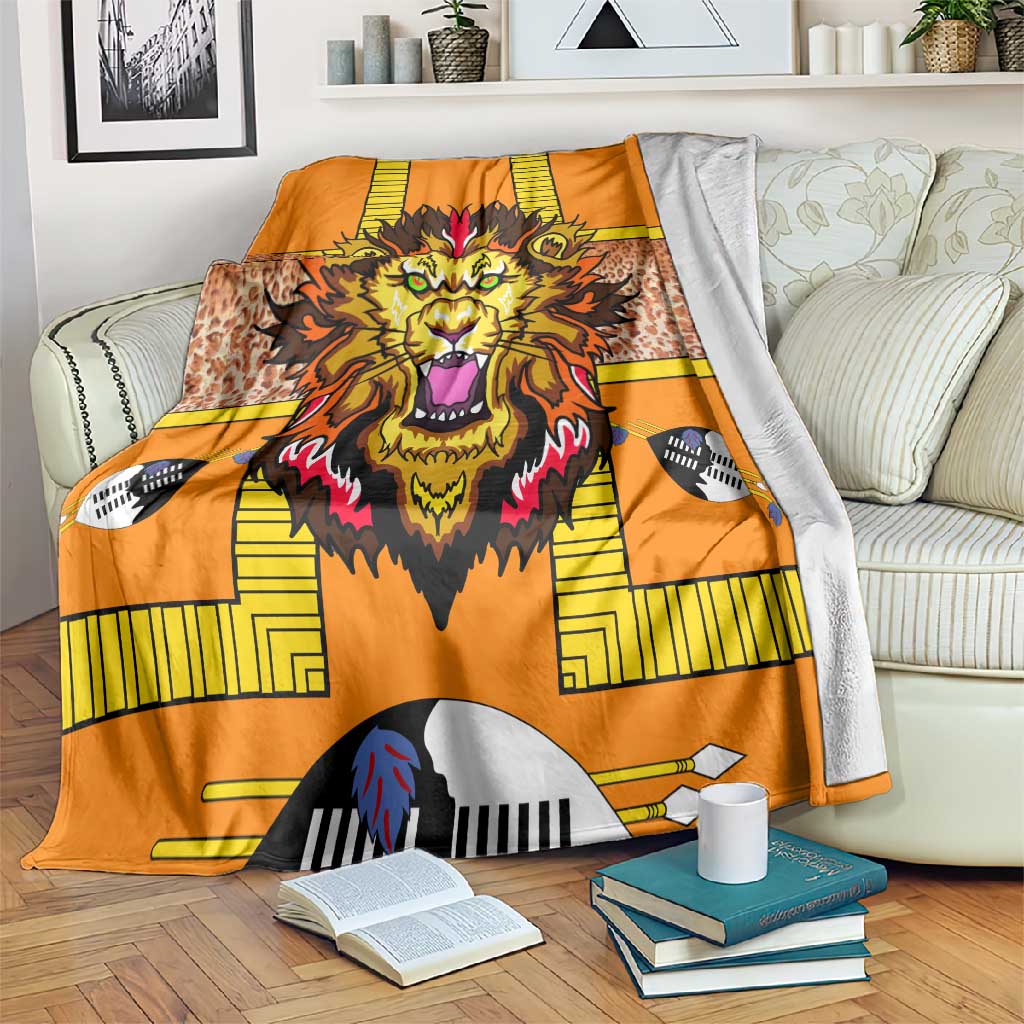 Swaziland Eswatini Blanket Lion Shield and Leopard Print Tribal Design TS04
