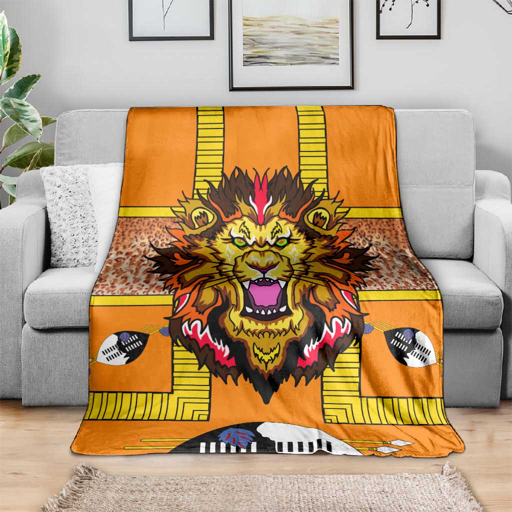 Swaziland Eswatini Blanket Lion Shield and Leopard Print Tribal Design TS04