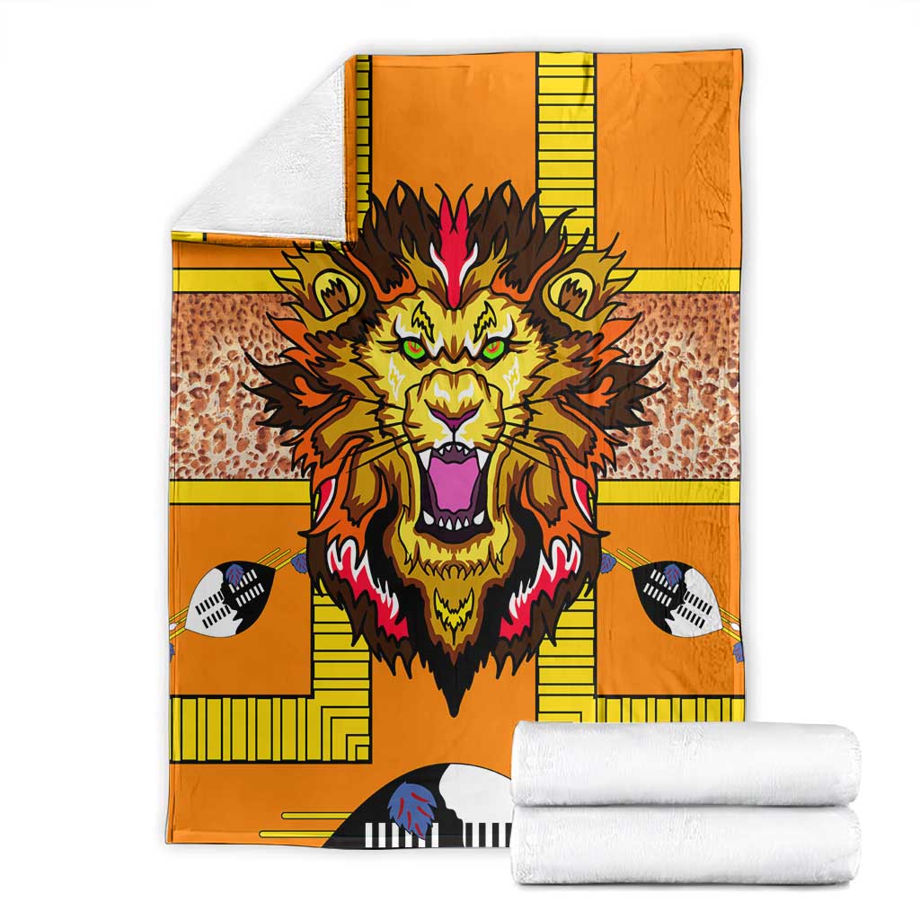 Swaziland Eswatini Blanket Lion Shield and Leopard Print Tribal Design TS04
