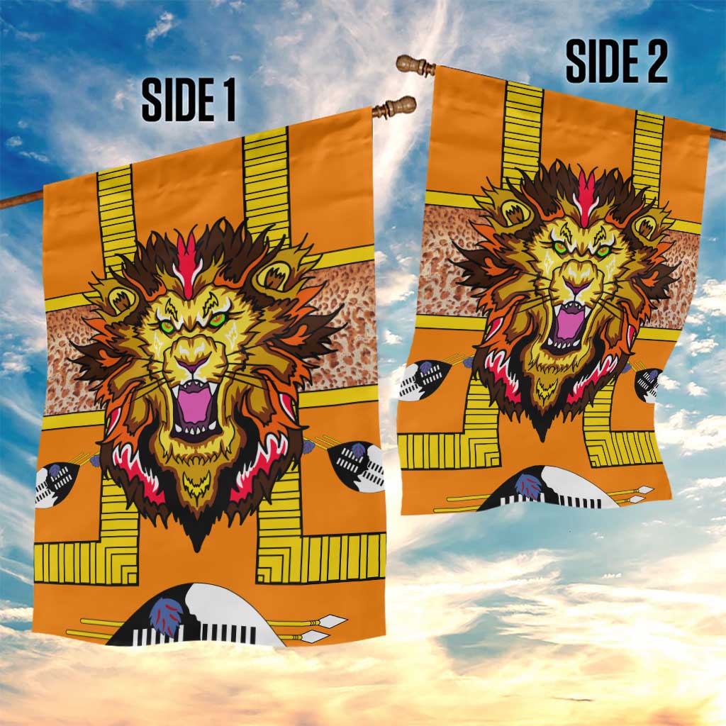 Swaziland Eswatini Garden Flag Lion Shield and Leopard Print Tribal Design TS04