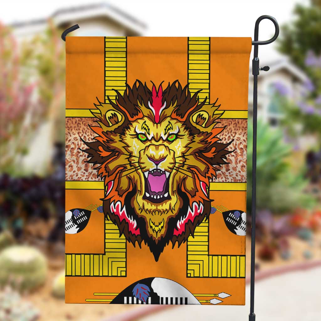 Swaziland Eswatini Garden Flag Lion Shield and Leopard Print Tribal Design TS04