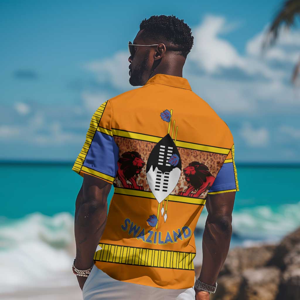 Swaziland Eswatini Hawaiian Shirt Lion Shield and Leopard Print Tribal Design TS04