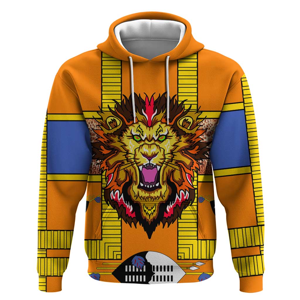Swaziland Hoodie Lion Shield and Leopard Print Tribal Design TS04
