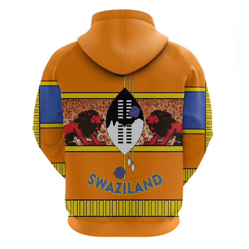 Swaziland Hoodie Lion Shield and Leopard Print Tribal Design TS04