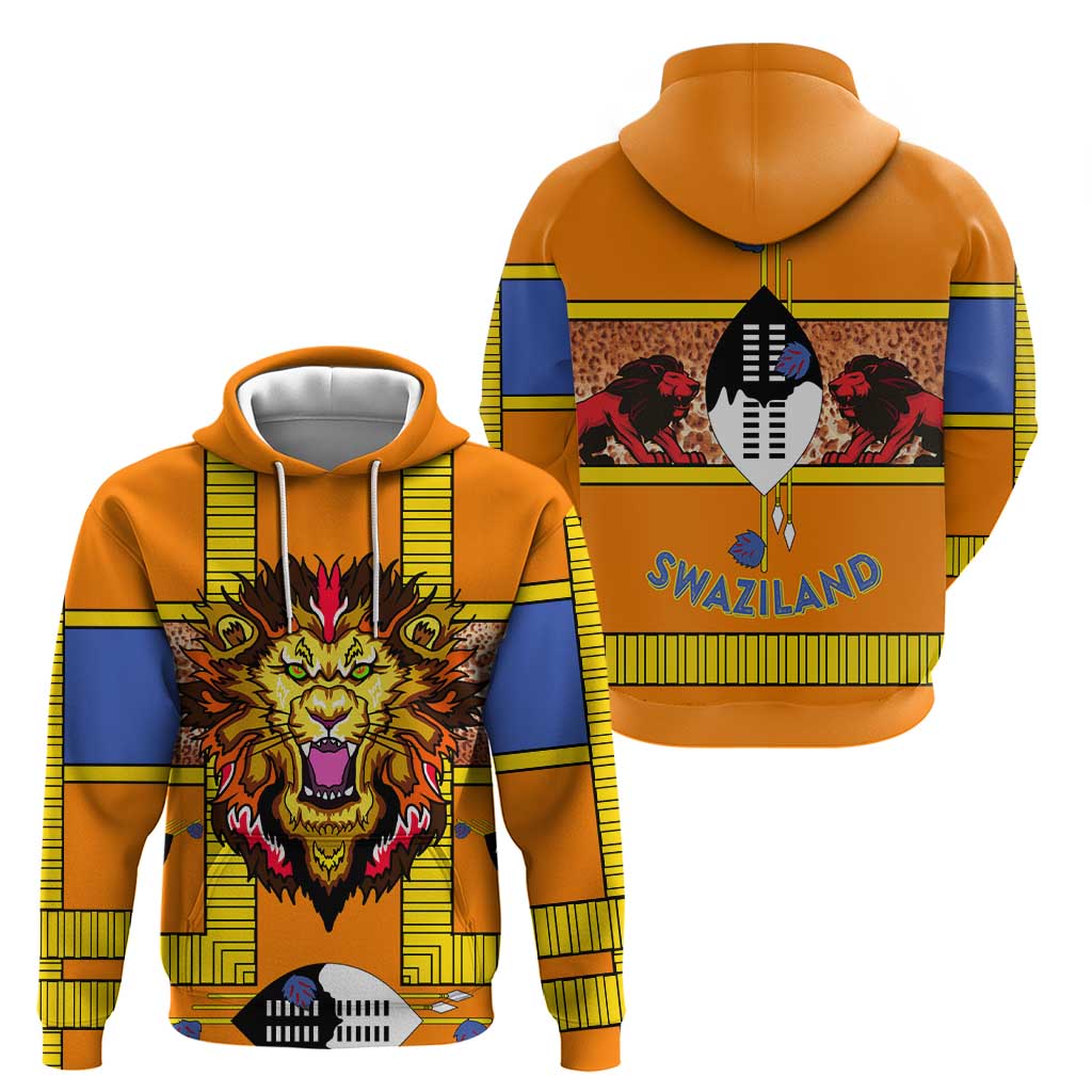 Swaziland Hoodie Lion Shield and Leopard Print Tribal Design TS04