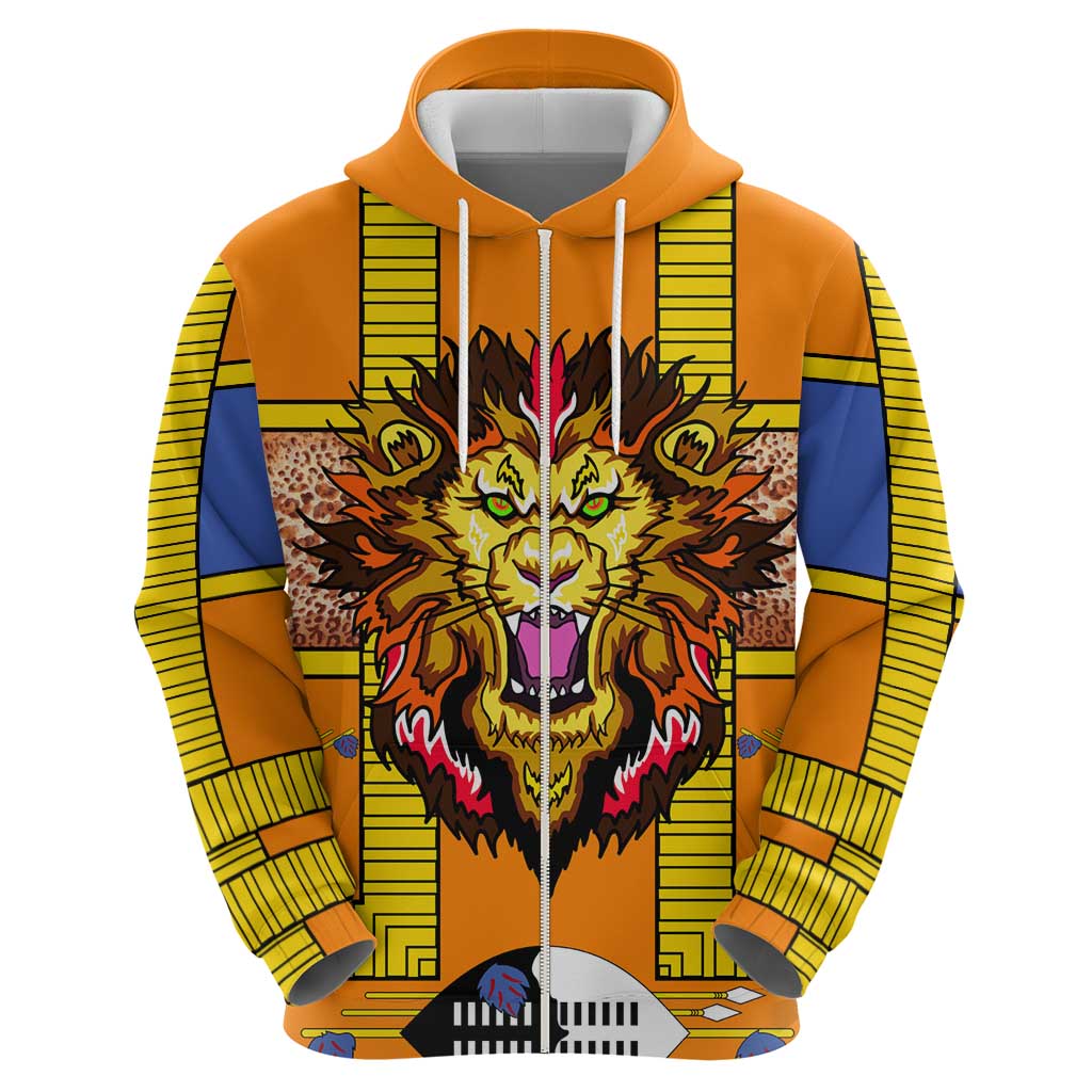 Swaziland Hoodie Lion Shield and Leopard Print Tribal Design TS04