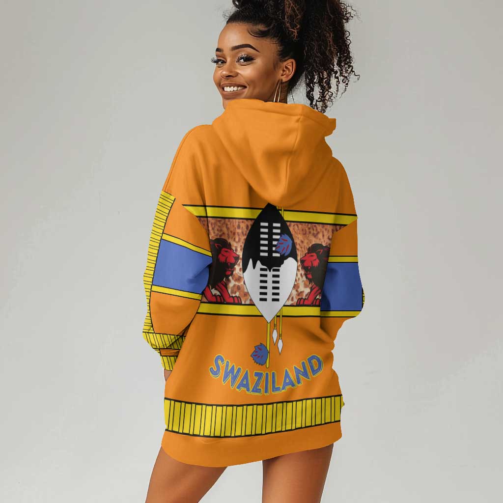 Swaziland Eswatini Hoodie Dress Lion Shield and Leopard Print Tribal Design TS04