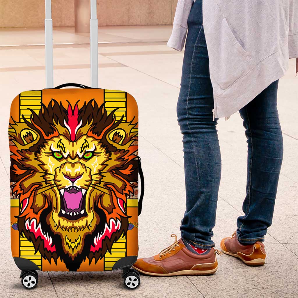 Swaziland Luggage Cover Lion Shield and Leopard Print Tribal Design TS04