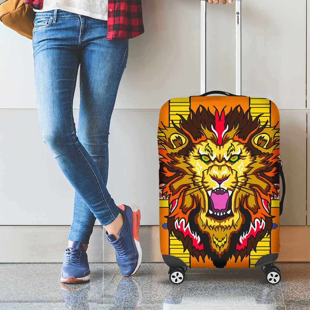 Swaziland Luggage Cover Lion Shield and Leopard Print Tribal Design TS04