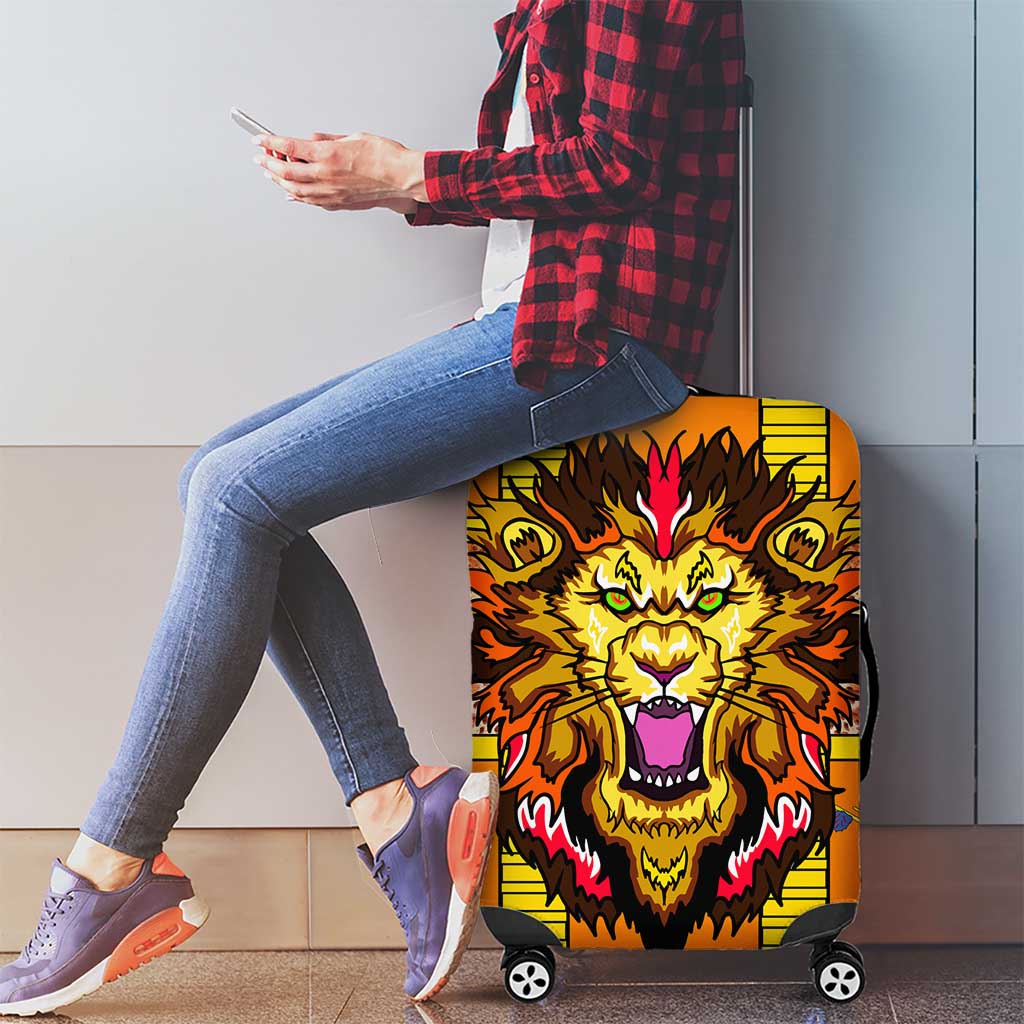 Swaziland Luggage Cover Lion Shield and Leopard Print Tribal Design TS04