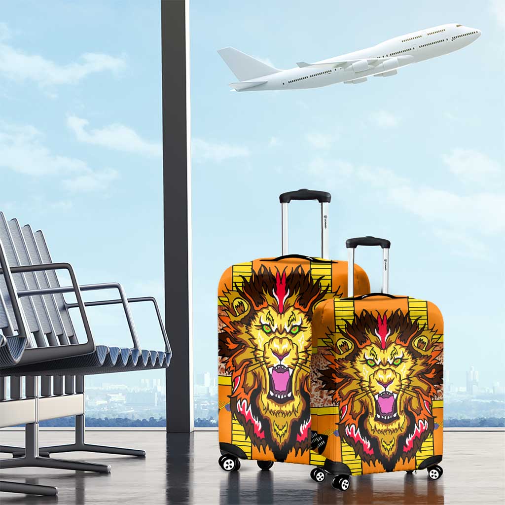 Swaziland Luggage Cover Lion Shield and Leopard Print Tribal Design TS04