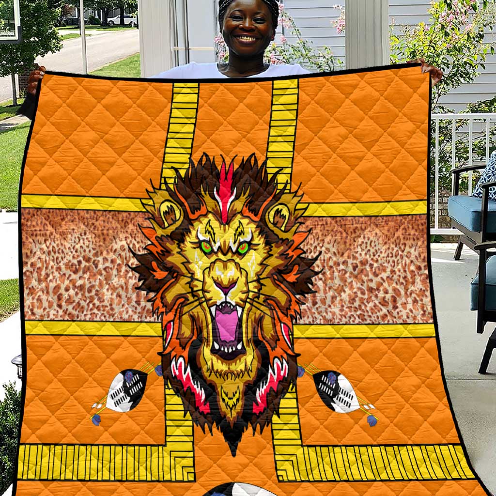 Swaziland Eswatini Quilt Lion Shield and Leopard Print Tribal Design TS04