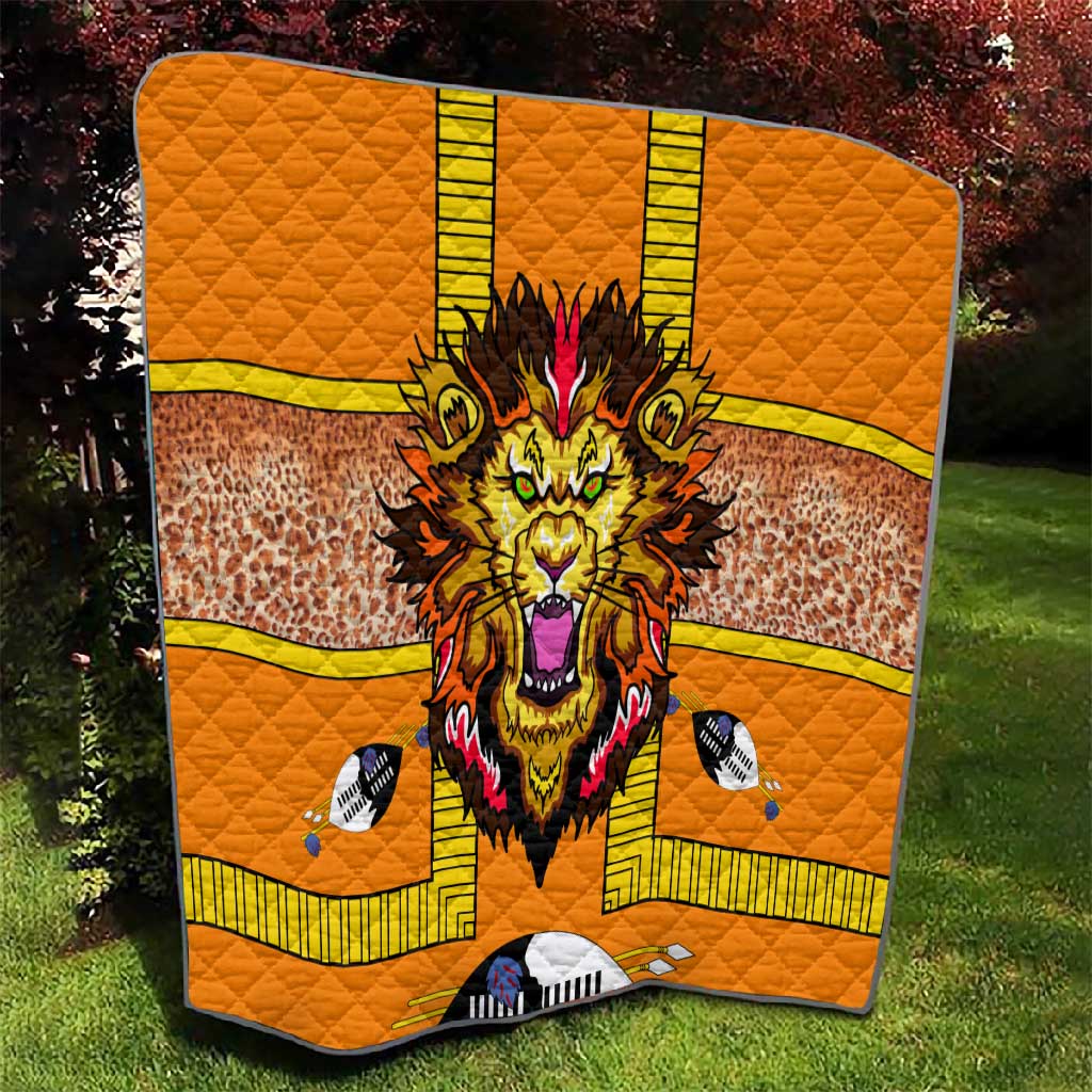 Swaziland Eswatini Quilt Lion Shield and Leopard Print Tribal Design TS04