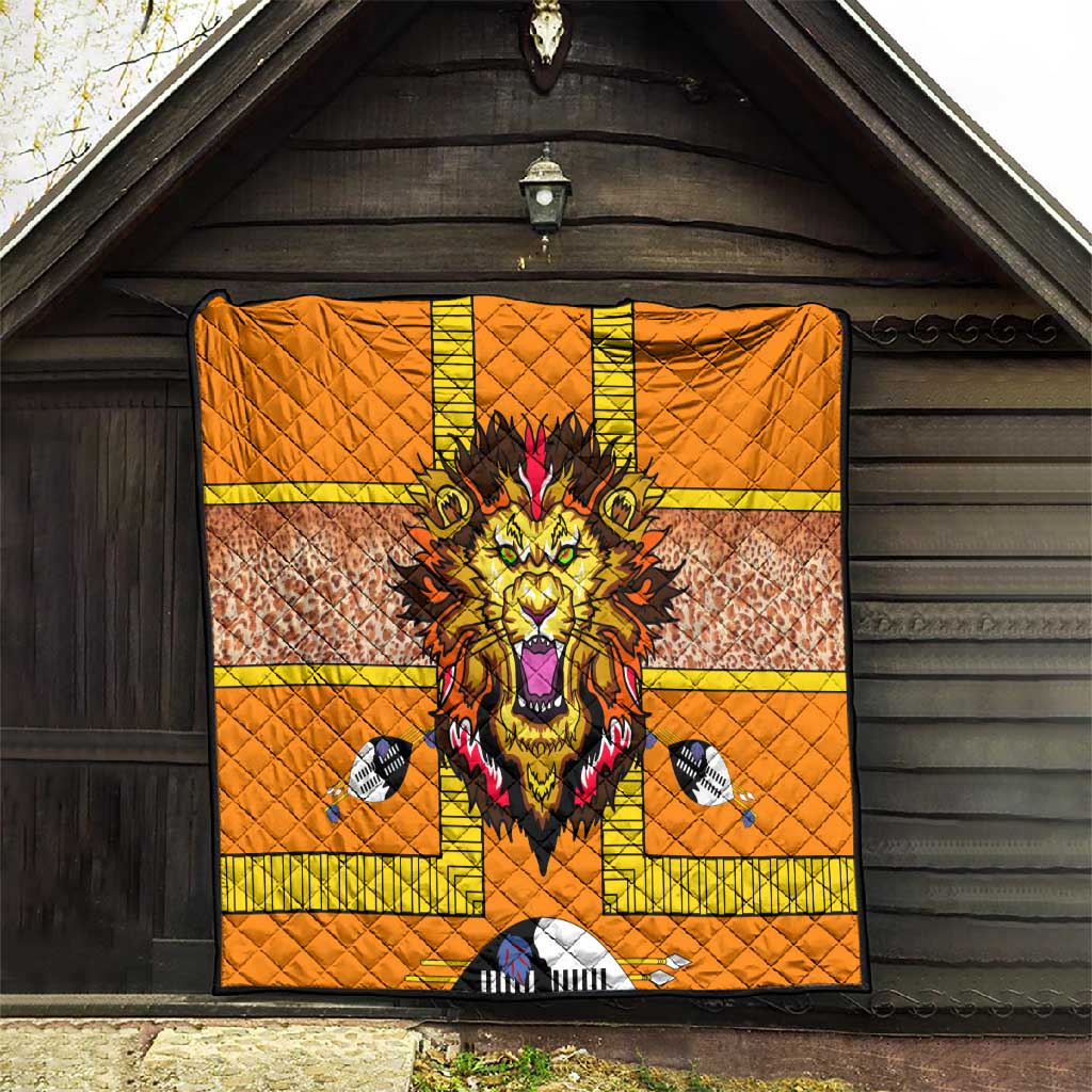 Swaziland Eswatini Quilt Lion Shield and Leopard Print Tribal Design TS04