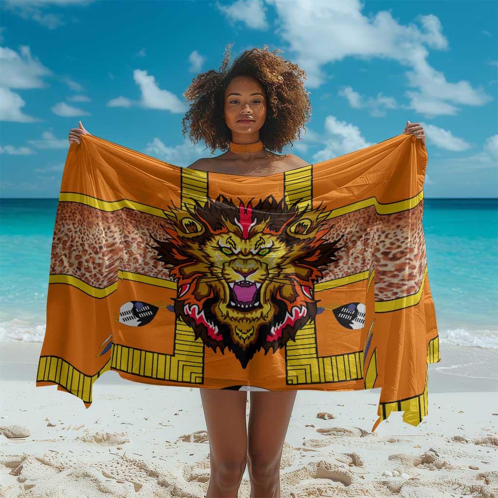 Swaziland Eswatini Sarong Lion Shield and Leopard Print Tribal Design TS04