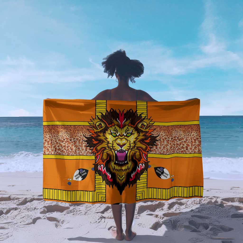 Swaziland Eswatini Sarong Lion Shield and Leopard Print Tribal Design TS04